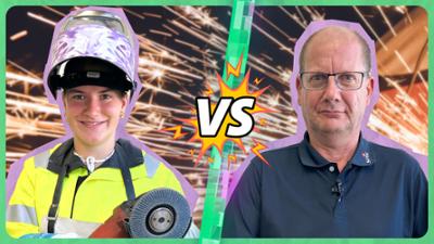 JobChallenge: Durchbohre die Stahlplatte! Schafft die Schülerin die Challenge Konstruktionsmechanikerin?