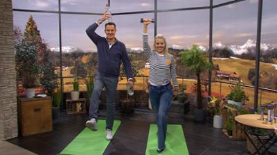 Wir in Bayern: Sendung 09.11.23: Bayernlos, Übungen gegen Schulterschmerzen, Putenschnitzel in Sesam-Nuss-Kruste mi