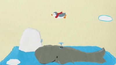 Kikaninchen Schnipselwelt: Ein Wal hilft einem Pinguin zu fliegen