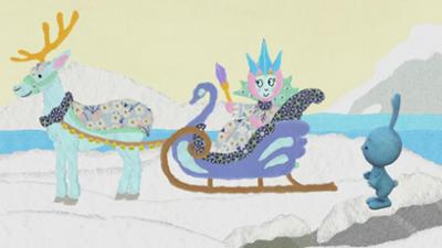 Kikaninchen Schnipselwelt: Die Schneekönigin serviert einen Schneemann