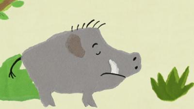 Kikaninchen Schnipselwelt: Das Wildschwein spielt Schnauzball