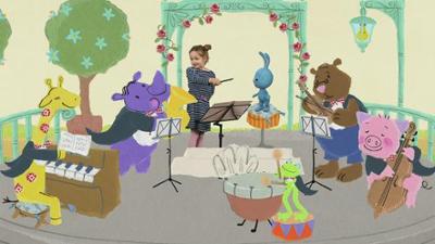 Kikaninchen Schnipselwelt: Yenne dirigiert ein Orchester