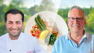 Koch's anders: Gefüllter Wolfsbarsch mit Kartoffelstampf, Safran-Fenchel und grünem Spargel von Ali Güngörmüs (S03/