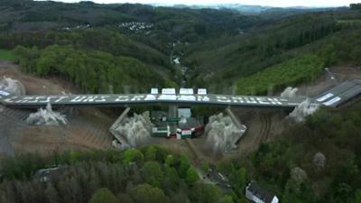 Lokalzeit: EXTRA: Sprengung auf der A45 - Rahmedetalbrücke in Lüdenscheid fällt
